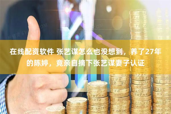 在线配资软件 张艺谋怎么也没想到，养了27年的陈婷，竟亲自摘下张艺谋妻子认证